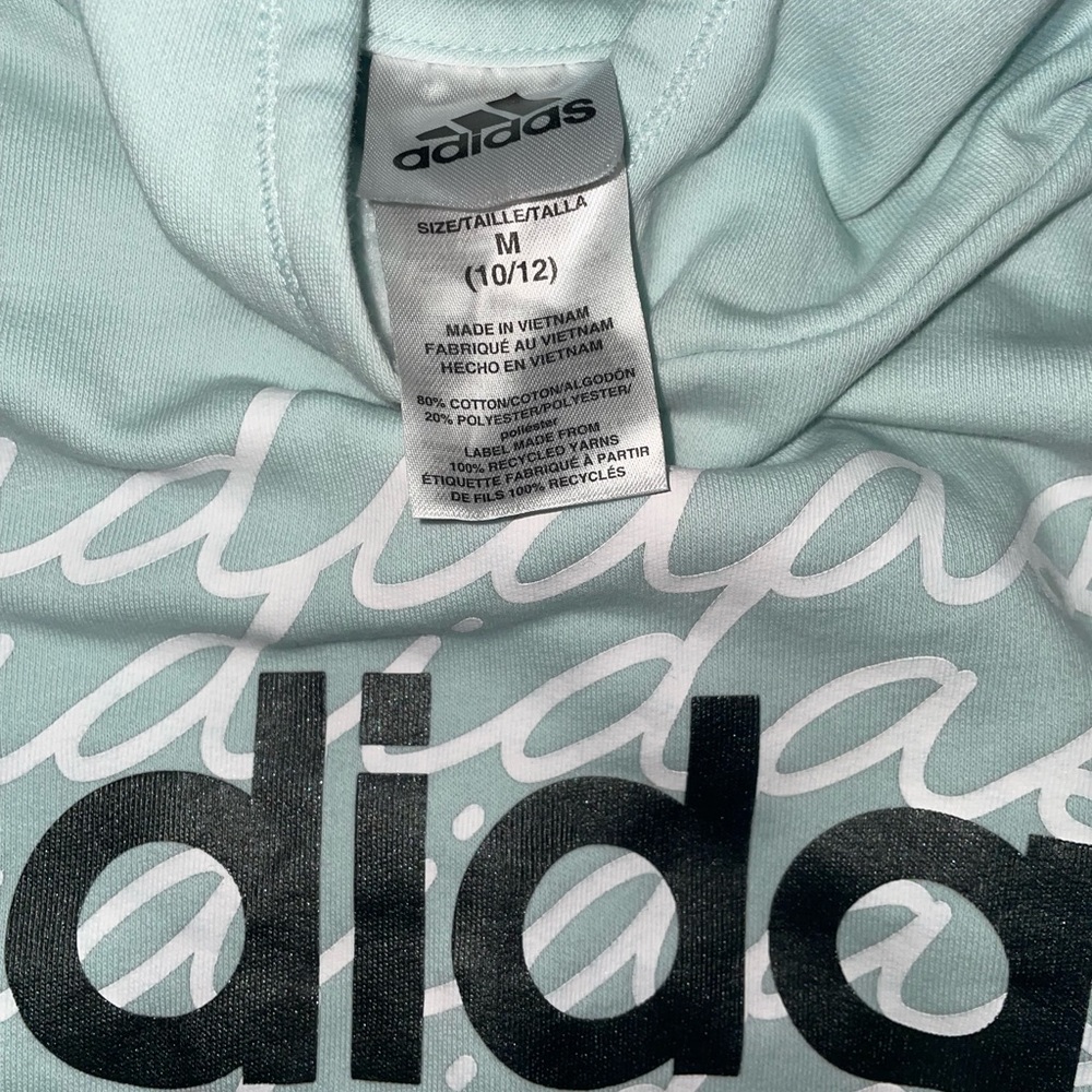 Teal adidas pull over hoodie
